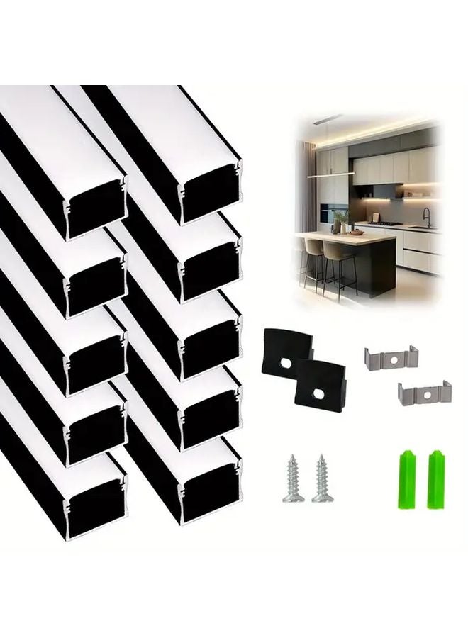 10 حزمة 3 28 قدم شرائط ضوء LED مخفية مسار ألومنيوم فضي غطاء أبيض أنبوب توسيع موزع ضوء أوبال - Image 5